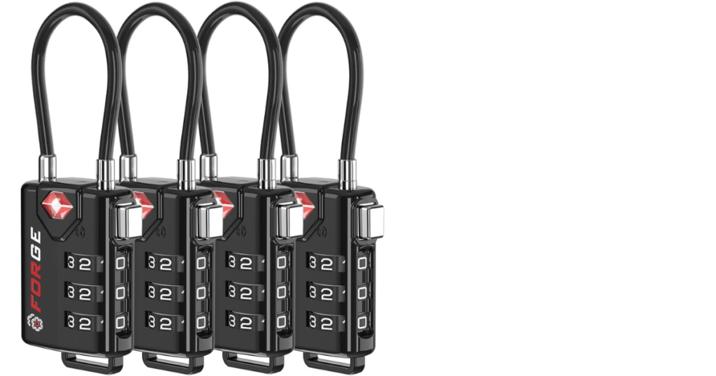 TSA Approved Cable Luggage Locks, Re-settable Combination with Alloy Body